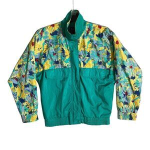 Vintage 90s Duckster Windbreaker Jacket Womens Multicolor Track Coat  Nylon Sz M